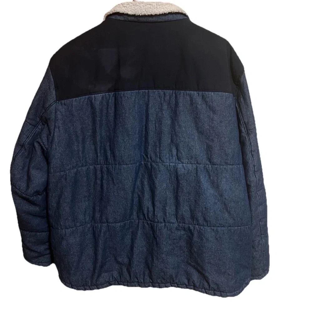 Levi’s Ultra Loft Sherpa Collar Quilted Jacket Men’s 2XL Denim Look Zip Front In - Picture 4 of 14
